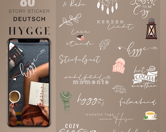 80+ Instagram Story Sticker Hygge gemütlich Tee Zeit Kerzen Entspannen Love Basic Storysticker Stickers digital png