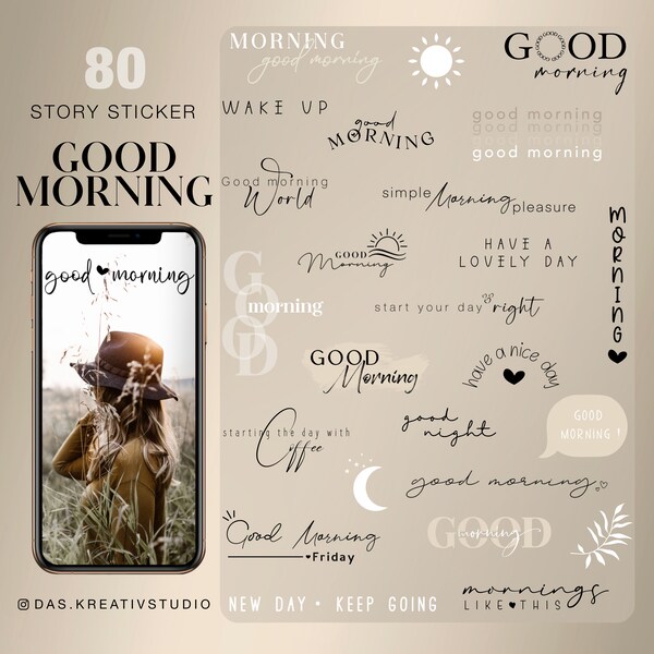 80+ Instagram Story Stickers goedemorgen goedenacht elke dag Basic Daily koffie Clipart digitale png