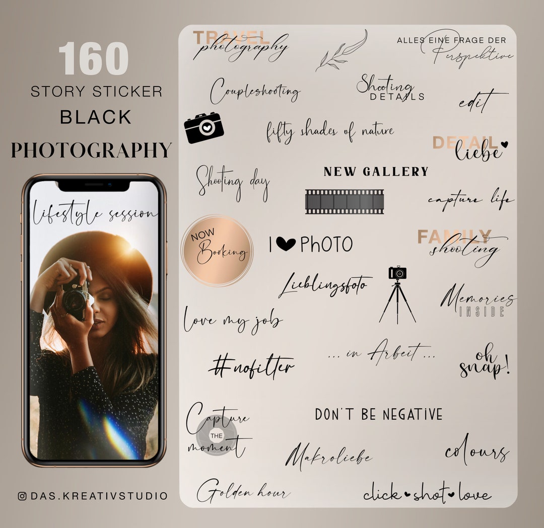 160+ Instagram Story Sticker Photography Black Everyday Basic Photo ...