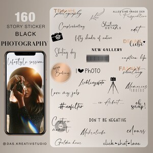 160 Instagram Story Sticker Photography Black Everyday Basic Photo Love ...
