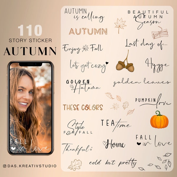 Más de 110 pegatinas de historias de Instagram Hojas de otoño Temporada de acción de gracias diaria básica calabaza hogar Clipart digital png