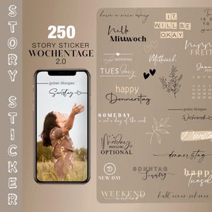 Más de 250 stickers para historias de Instagram, calendario semanal 2026-2027, stickers básicos para historias de fin de semana, stickers PNG digitales