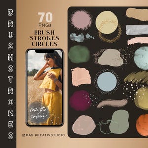 70+ Instagram Story Sticker brushes planner Brushstrokes Colorful circles Brushes brush strokes Glitzer digital Pastell Kunst overlays png