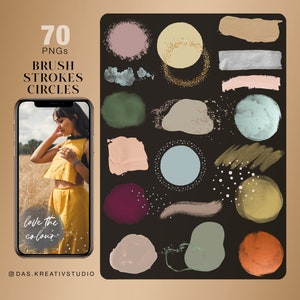 70+ Instagram Story Sticker brushes planner Brushstrokes Colorful circles Brushes brush strokes Glitter digital pastel art overlays png