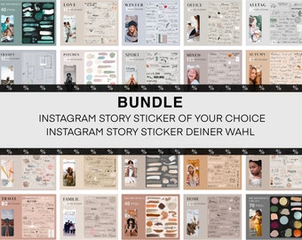 Instagram Story Sticker XXL Bundle of Choice Auswahl Mix fitness Food Mixed basic love brushstrokes png digital clipart