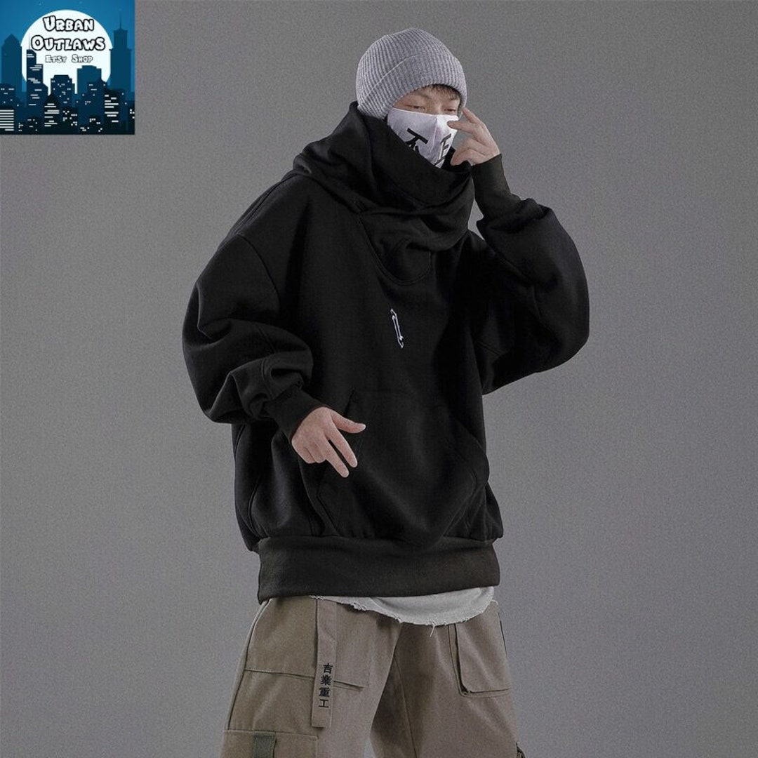 Japanese Techwear High Collar Hoodie, Urbanistic Steampunk Pullover ...