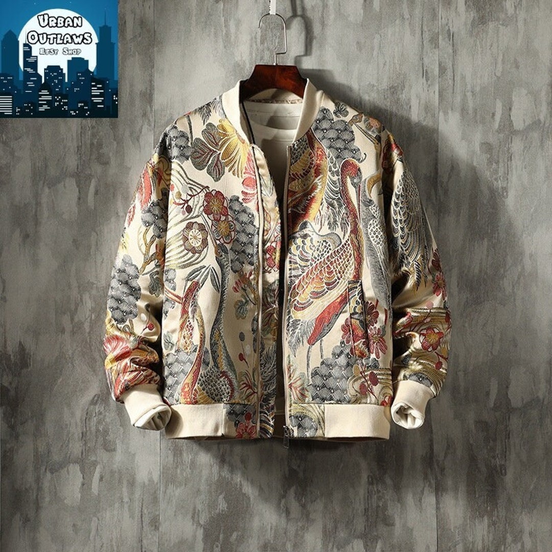 Sukajan Embroidery Souvenir Jacket, Japanese Traditional Bomber Jacket