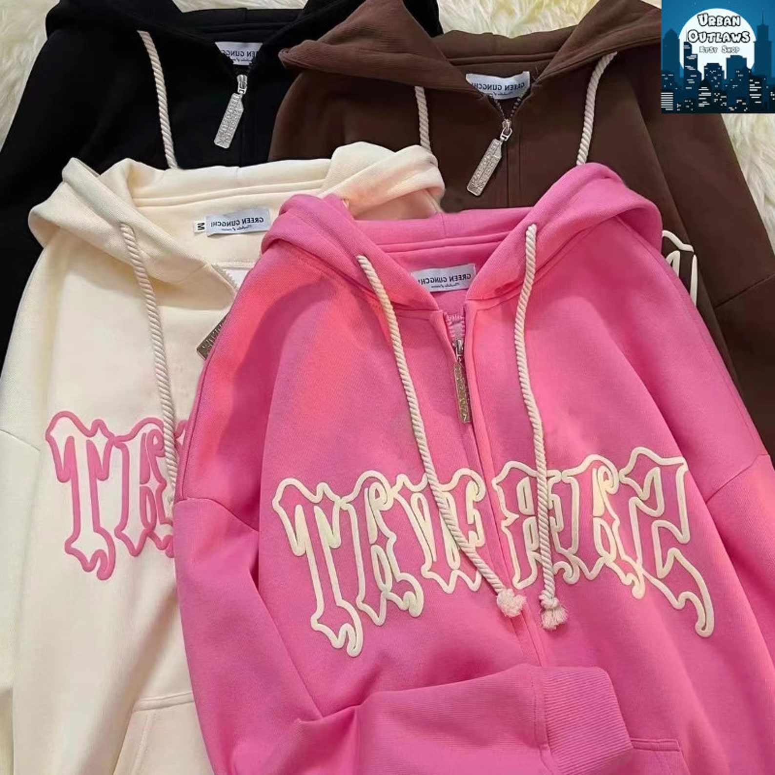 Patchwork Hoodie Y2k Star Patch Zip Up Harajuku Hoodie Y2k