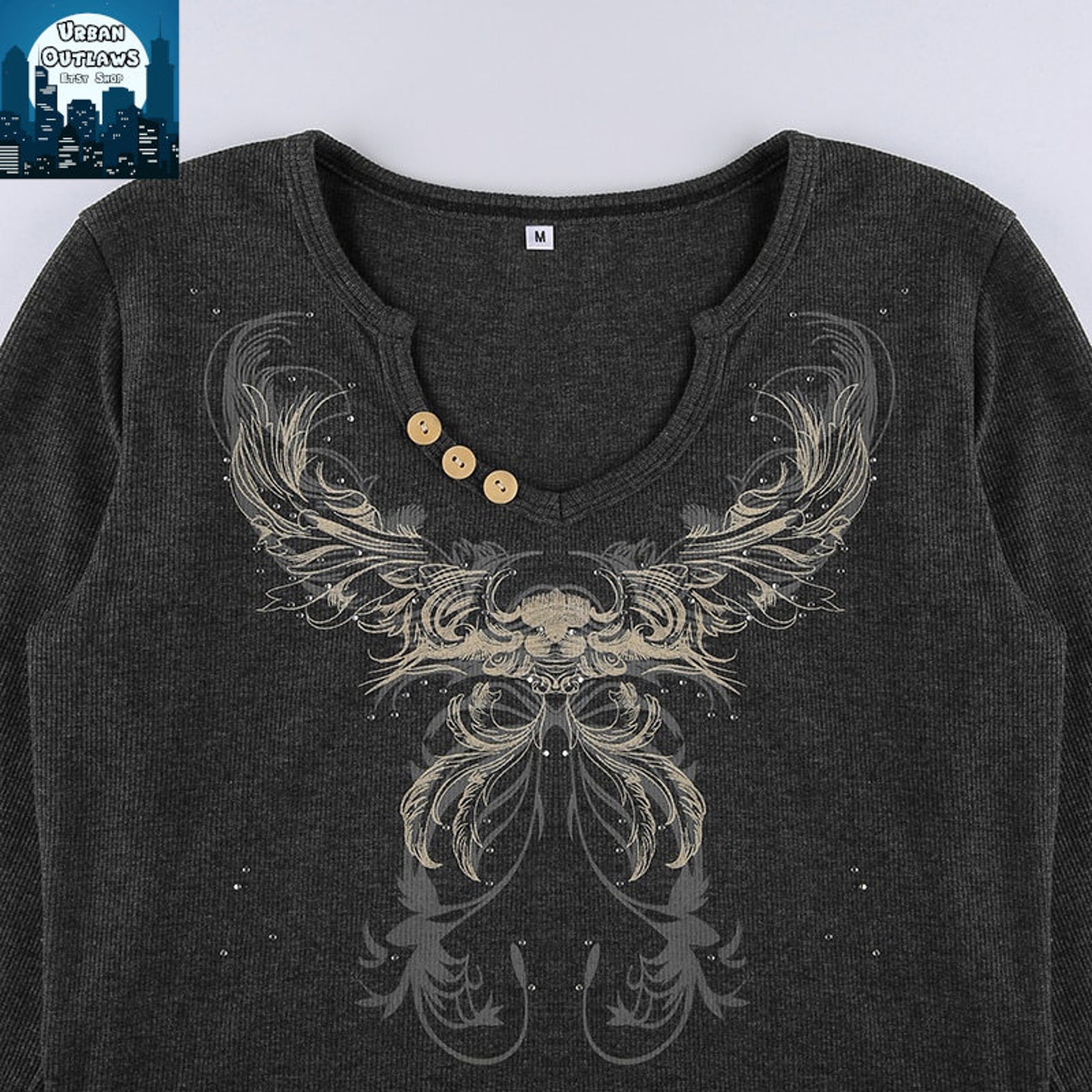 Y2K Womens Shirt Harajuku V Neck Print Top Boho Hippie - Etsy