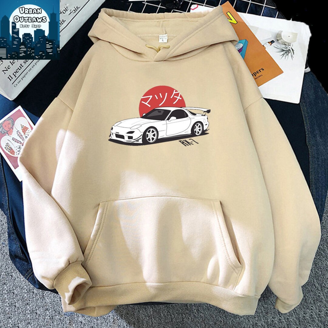 Japanese JDM RX7 Hoodie, Thin Car Fan Streetwear Pullover, Harajuku ...