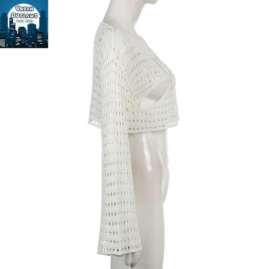 Y2K Hollow Out Top Long Sleeve Crochet Knitted Crop Top Boho Etsy