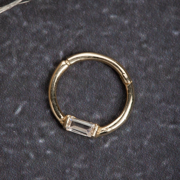 14K Solid Gold Hinge Hoop Earring,Helix Piercing,Gold Nose Ring,Hinge Hoop Piercing,Daith Earring,Daith Piercing,Gold Septum Piercing