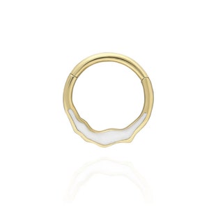 14K Solid Gold Hinge Hoop Enamel Earring,Helix Piercing,18G 16G Gold Nose Ring,Hoop Piercing,Hinge Hoop Piercing,Daith Earring,Body Jewelry