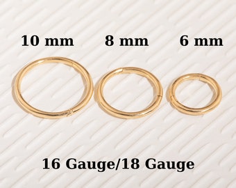 14K Solid Gold Hinged Clicker Hoop Huggie Hoop, Cartilage Earring, Conch Hoops, Helix Piercing, Gold Nose Hoop, 18G 16G Piercing Earring