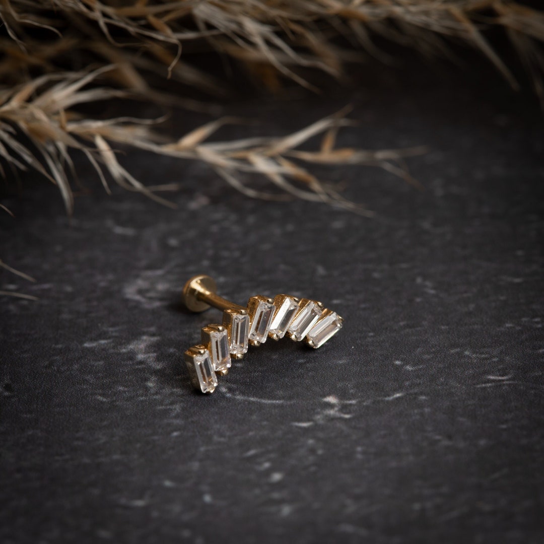 Buy 14K Solid Gold Tragus Piercing,cartilage Piercing,stud Ear Piercing ...