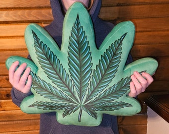 Marijuana weed throw pillow pot leaf rasta funky funny room decor gift for stoners smokers college student chill man cave vibe