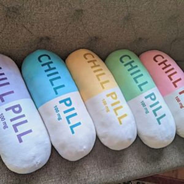 Chill pill decorative throw pillow gift for home, apartment, dorm room decor, nurse, dental, housewarming, birthday, aesthetic room decor