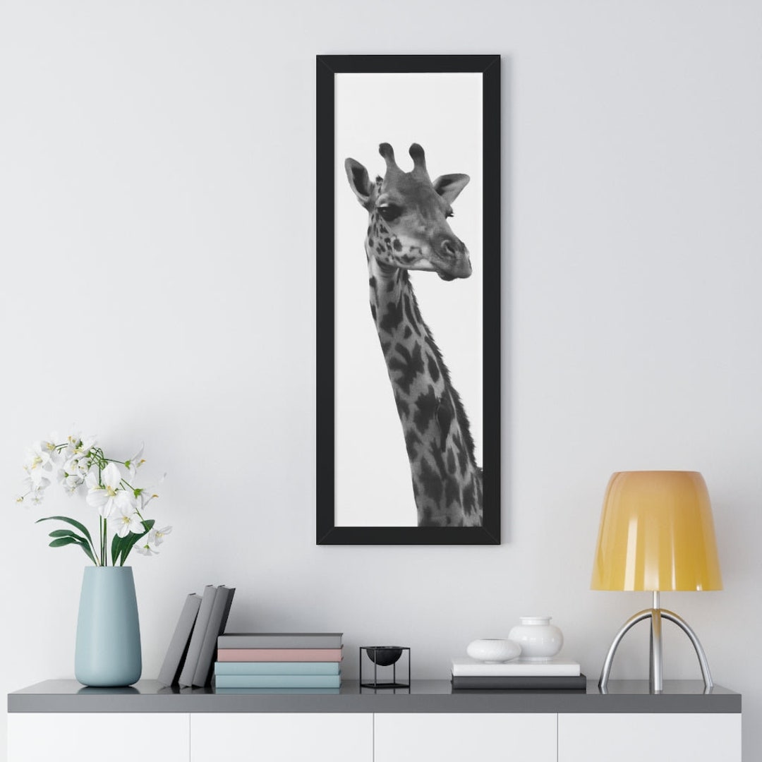 Giraffe Wall Art, Framed Poster, Living Room Wall Art, Animal Portrait ...