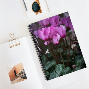 Cyclamen Reach - Nature Notebook, Unique Spiral Ruled Line Notebook, Art Journal, Trendy Notebook, Journaling