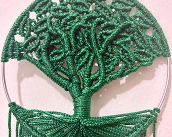Handmade Macrame Tree of Life Wall Hanging: Green Small