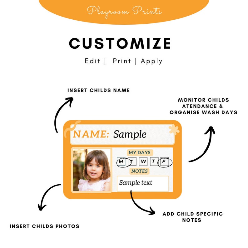 Daycare Cot and Sheet Name Tags Name Tags for Nursery Preschool