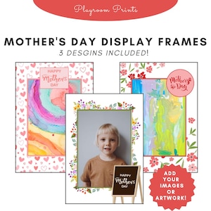 Moldura de Arte para o Dia das Mães para Imprimir | Artesanato Infantil para Creches e Pré-Escolas | Presente DIY para o Dia das Mães para Exposição em Sala de Aula