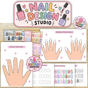 Utskrivbar nageldesignstudio | Dramatisk lek för nagelsalong | Designa dina egna naglar | Finmotorik för förskola | Utskrivbar för barn