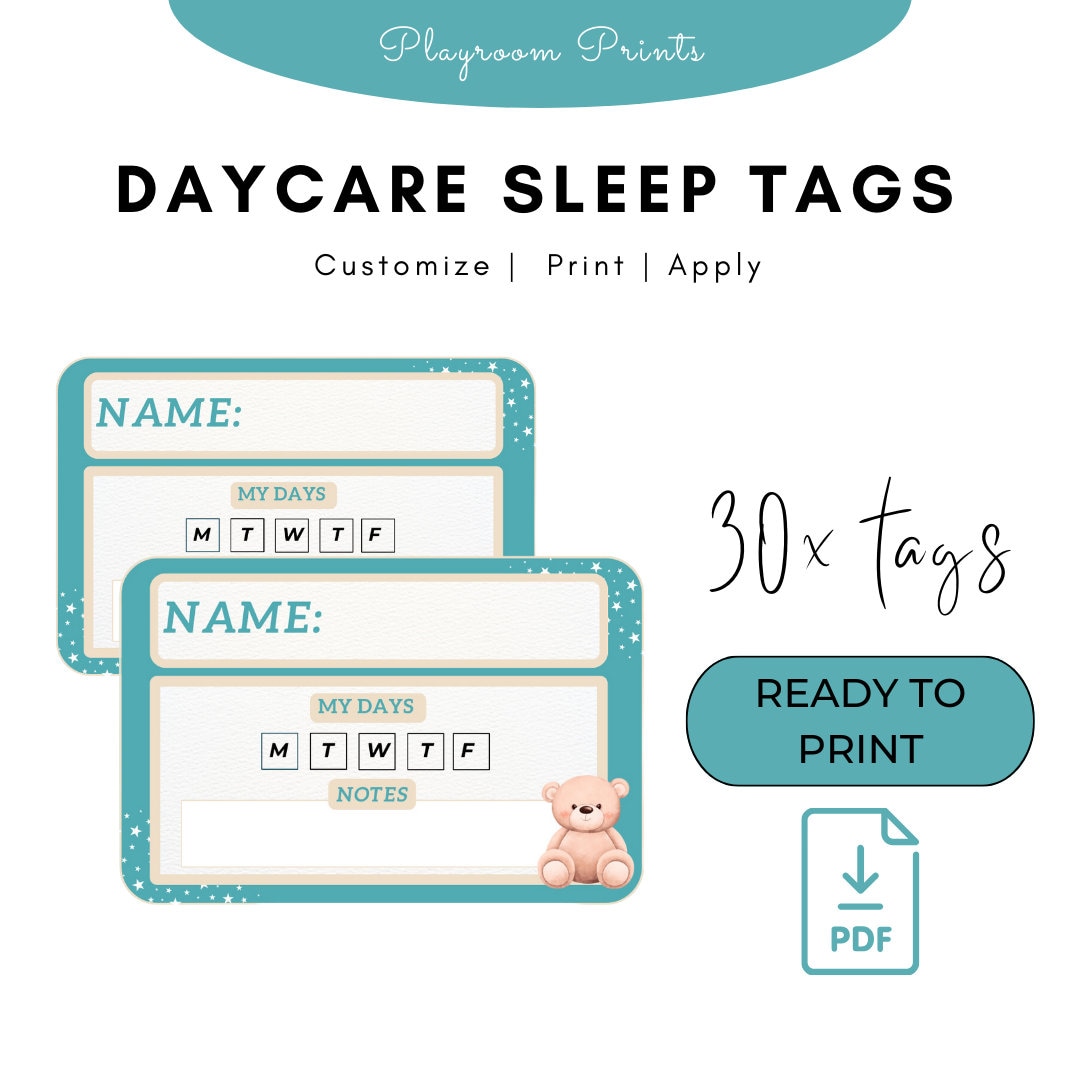 Daycare cot and sheet Name Tags | Name tags for Nursery | Preschool | Childcare Center Daycare Organization | Printable Adjustable Custom