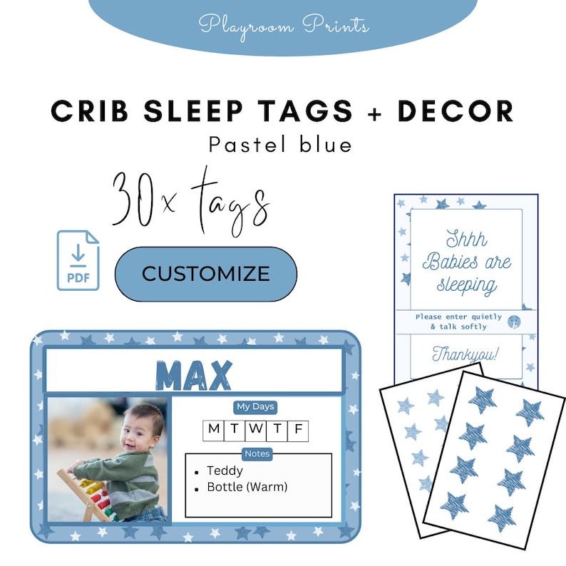 Daycare Cot and Sheet Name Tags Name Tags for Nursery Preschool