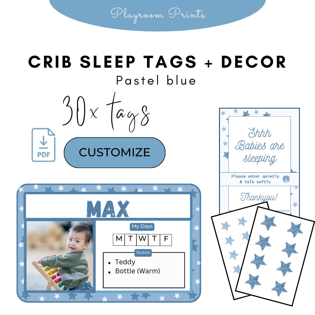 Daycare cot and sheet Name Tags | Name tags for Nursery | Preschool | Childcare Center Daycare Organization | Printable Adjustable Custom