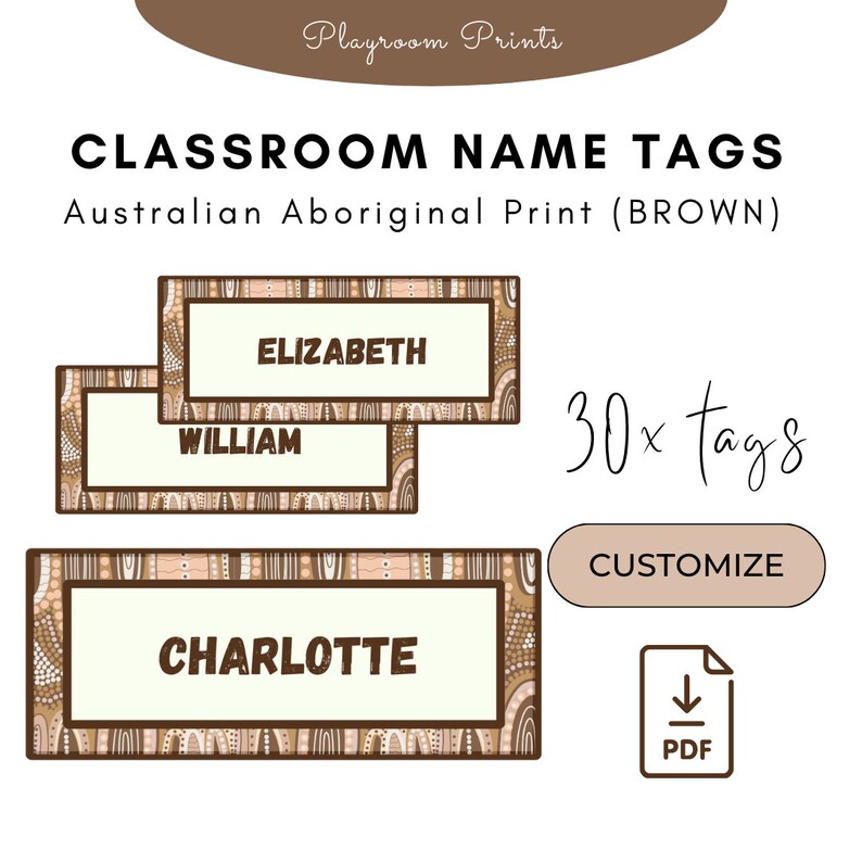 Classroom Name Tags Australian Aboriginal Print ,EDITABLE Nametags ...