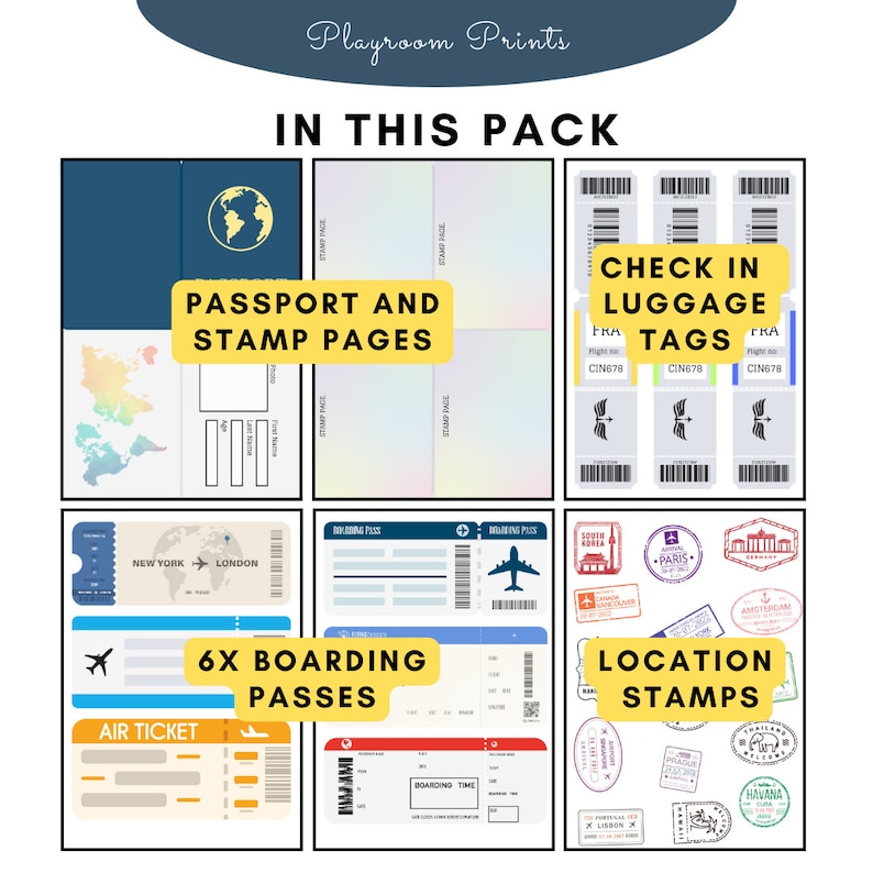 Printable Play Passport &amp; Travel Activity Pack for Kids - Airport ...