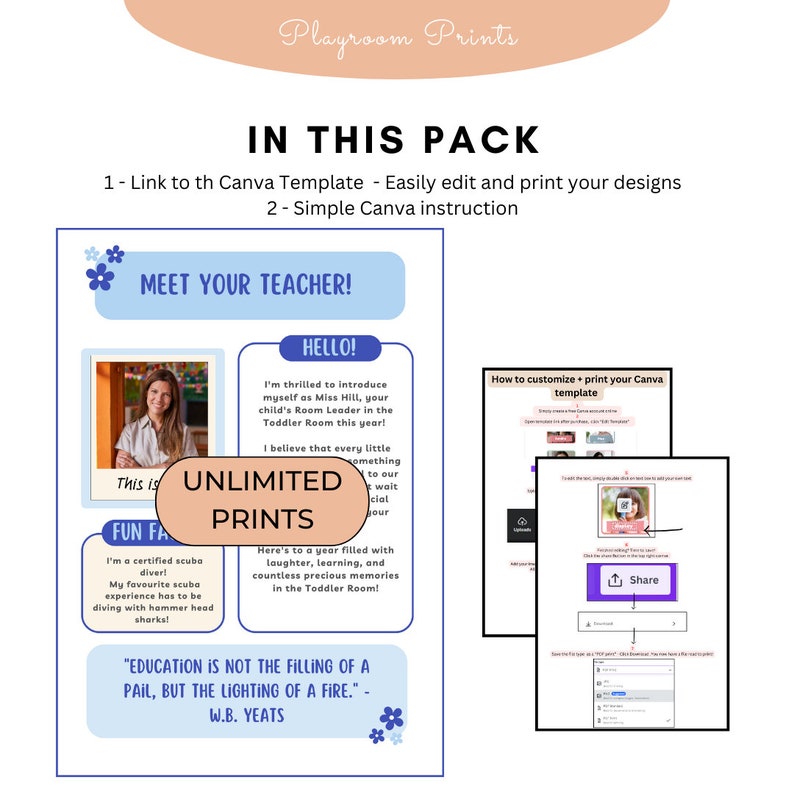 Editable Teacher All About Me Template Printable Meet the Teacher Survey &amp; Get to Know You ...