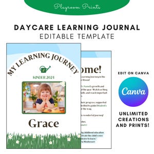Portadas de portafolios personalizados de aprendizaje temprano para el aprendizaje temprano / Plantillas de Canva editables para guarderías, preescolares y jardines de infancia