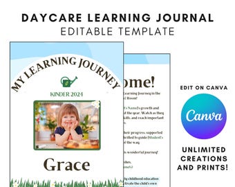Custom Early Learning Journey Portfolio Front Covers for Early Learning | Editable Canva Templates for Daycare, Preschool, & Kindergarten
