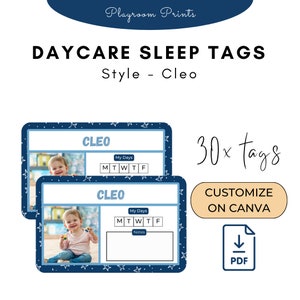 Daycare cot and sheet Name Tags | Name tags for Nursery | Preschool | Childcare Center Daycare Organization | Printable Adjustable Custom