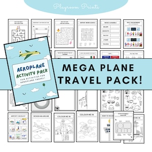 Flugzeugaktivitätspaket für Kinder - Reiseaktivitätsset, digitaler Download und Druck mit Labyrinthen, Puzzles, Lernaktivitäten und mehr!