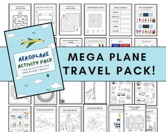 Aeroplane Activity Pack for Kids - Travel Activity set, Digital Download and print with Mazes, Puzzles, Learning Activities & More!