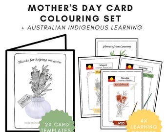 Mother’s Day Card Colouring Set | Aboriginal Perspectives Learning Activity | Australian Native Plants | EYLF Aligned