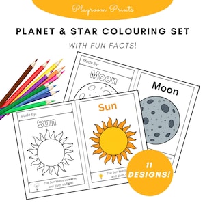 Planet & Star Colouring Set for Kids 11 Fun Printable Pages with Facts  PDF Space Activity for Preschool Kindergarten Solar System Art