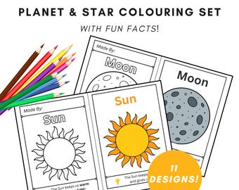 Planet & Star Colouring Set for Kids 11 Fun Printable Pages with Facts  PDF Space Activity for Preschool Kindergarten Solar System Art