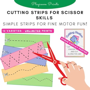 Scissor Skills Cutting Strips for Kids | Fine Motor Activities | Easy Practice Sheets for Preschool & Toddlers | Fun Learning Tool for Kids