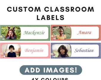 Custom Classroom Labels with Images | Editable Canva Template | Perfect for Preschool & School Organization | Personalize for Bins, Cubbies