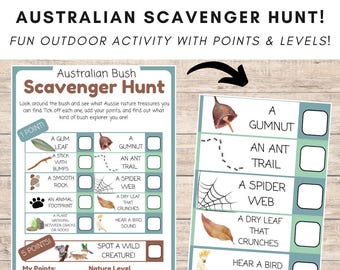 Australian Bush Scavenger Hunt Printable – Outdoor Nature Activity with Explorer Levels – Bush Kinder & Early Years Maths PDF