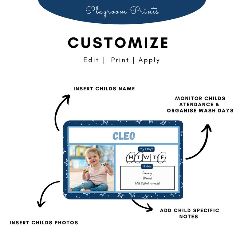 Daycare Cot and Sheet Name Tags Name Tags for Nursery Preschool