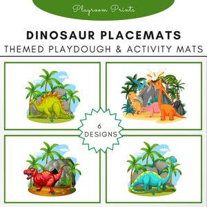Dinosaur Activity Mats & Posters: Prehistoric Themed Playdough Mats for Kindergarten, Daycare, Preschool, Dinosaurs, Fossils, and Volcano