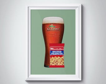 Kilkenny Beer & Peanuts Print: Irish Pub Wall Art