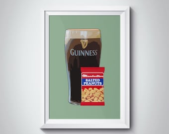 Guinness & Salted Peanuts Print: Dublin Pub Wall Art