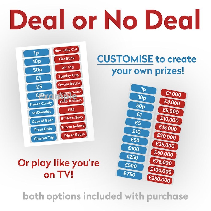 Deal or No Deal Boxes Etsy UK