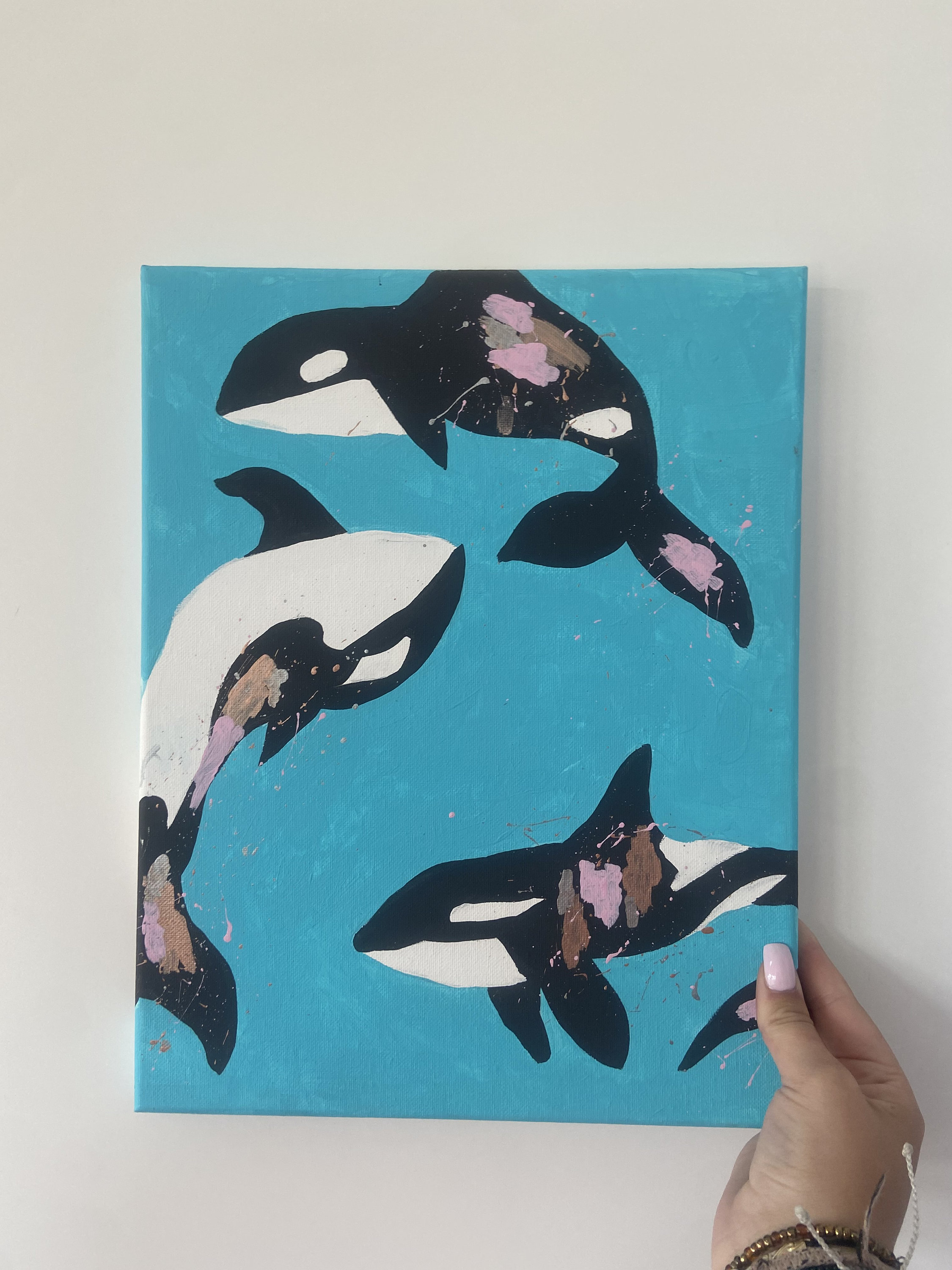 Abstract Orcas Original Canvas Painting Etsy
